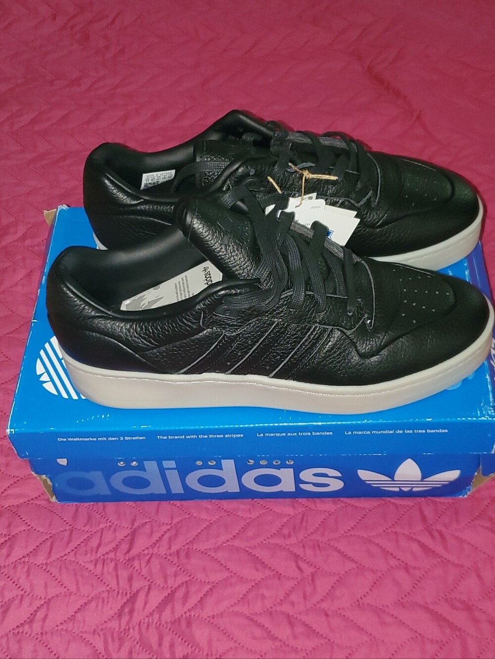 adidas Rivalry Lux Low Men’s Black Leather Sneakers with Cream Sole